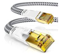 CSL - Cavo di rete CAT 7, piatto e sottile, 25 m, per 10 Gigabit ad alta velocità, cavo Internet, cavo piatto, cavo di posa - 10 Gbps Cat.7 RJ45 per switch router modem PC, 25 m, bianco