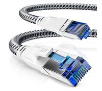 CSL - Cavo di rete CAT 8.1, 40 Gbit/s, 0,5 m, guaina in cotone, cavo patch LAN, cavo dati RJ45, cavo Ethernet CAT da 8 Gigabit, velocità in fibra ottica 40000 Mbit/s, schermatura S/FTP PIMF, bianco