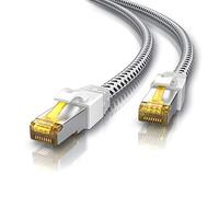CSL - Cavo di rete Gigabit Ethernet LAN, 0,5 m, 50 cm, Cat 7, rivestimento in cotone, 10000 Mbit S, cavo patch, Cat.7, cavo grezzo S FTP Pimf, schermatura con spina RJ 45, switch router modem access