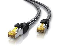 CSL - Cavo di rete Gigabit Ethernet LAN, 5 m, Cat 7, con rivestimento in cotone, 10000 Mbit s, cavo patch - Cat.7 cavo grezzo S FTP Pimf Schermatura con spina RJ 45 - Switch Router Modem Access Point