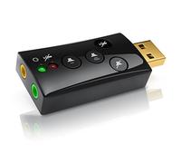 CSL - Scheda Audio USB Esterna Windows Mac Linux- 1x Ingresso Microfono 1x Uscita Cuffie - Dynamic 3D Surround Sound 7.1-4 Tasti Funzione Mic mute, Audio OFf, Volume - LED