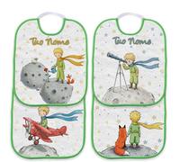 csm informatica Set Bavaglini Asilo personalizzabile con nome Favole Piccolo Principe Spugna qualita' certificata Oeko-Tex (Set di 4 bavaglini con Elastico Bordo Verde)