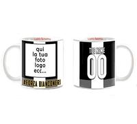 csm informatica Tazza Mug colazione Gadget Compatibile per Tifosi bianconeri Personalizzabile foto/logo Bianconeri Tuo Nome e Numero CSM07209008
