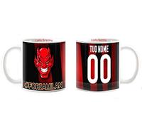csm informatica Tazza Mug colazione personalizzabile disegno maglia della tua squadra con nome e numero Regalo x tifoso Gadget, diavolo rossonero Milano nel cuore