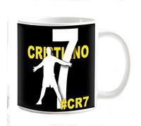 csm informatica Tazza Mug Gadget Compatibile per tifosi di CR7 adatta a Ronaldo Personalizzabile foto/logo #CR7 sigla Gialla 07225002