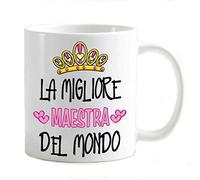 csm informatica Tazza Mug Personalizzabile Maestra Migliore del Mondo Corona di Cuori