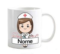 csm informatica Tazza Mug personalizzabile tuo nome regalo laurea divertente tracciato e cuore infermiera castana Crocerossina dottoressa professioni sanitarie