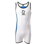 CSMARTE, Body da uomo con bretelle, da wrestling o come costume da bagno, bianco, L