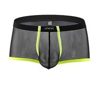 CSMARTE Boxer da uomo a righe in rete sexy trasparente, confezione da 1 pezzo, nero, M, 1 confezione nera, M