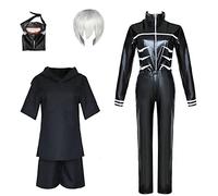 CSOCKS Tokyo Ghoul Costume Cosplay Ken Kaneki Tuta Abito Nero Uniforme da Battaglia con Maschera e Parrucca Uomo Donna