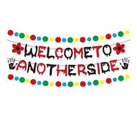 Csoisoy 4pz Striscioni Welcome to the Other Side, Pre-Infilati Striscioni Compleanno Spaventosi Decorazioni in Stile Dark Cool per Adulti e Bambini Compleanno di Halloween Festa
