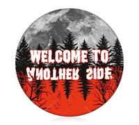 Csoisoy Spilla Welcome to Another Side, Spilla Rotonda da 5,8x5,8cm con Tema Inquietante per Famiglia Amici Halloween e Bomboniera per Feste a Tema