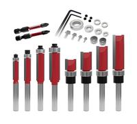 CSOOM 10 frese a filo con 2 punte magnetiche a percussione, 6 cuscinetti, 2 chiavi, fusto da 8 mm, fresa in metallo duro, utensili per la lavorazione del legno