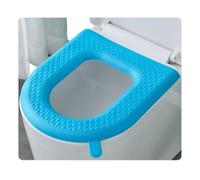 CSSHNL Copri WC Cuscino for Sedile WC Impermeabile, Riutilizzabile, in Silicone, Lavabile, in Schiuma, for Uso Domestico, copriwater, Maniglia, Accessori for Il Bagno(Blue)
