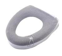 CSSHNL Copri WC Universale 2 Pezzi di copriwater più Spessi for Il Bagno - Cuscino Morbido e Caldo in Tessuto Elasticizzato Lavabile(Light Grey)