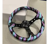 CSSHNL Volante Pc Staffa in alluminio con diametro di 330 mm Materiale in pelle microfibra Volante sportivo da corsa con ricami modificati
