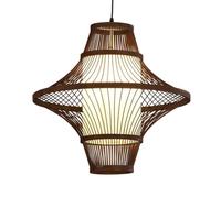 CSSYKV Lampada A Sospensione in bambù con Grande Paralume Paralume in Pergamena Vintage Unico Lampadario per Decorazioni per La Casa E Il Negozio, Lampadario in bambù Naturale