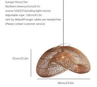 CSSYKV Lampada A Sospensione in Stile Francese Unico Lampada A Sospensione in Rattan A Doppio Strato per Isola Cucina Lampada da Soffitto A Filo Cavo Lampada A Lampadario per Sala da Pranzo