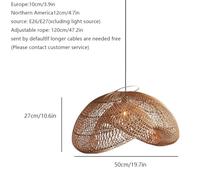 CSSYKV Lampada A Sospensione in Stile Francese Unico Lampada A Sospensione in Rattan A Doppio Strato per Isola Cucina Lampada da Soffitto A Filo Cavo Lampada A Lampadario per Sala da Pranzo