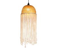 CSSYKV Lampadario A Sospensione In Rattan Con Paralume A Nido D'uccello Regolabile, In Bambù Intrecciato, Con Corda Di Canapa, Stile Bohémien, Attacco E26, Lunghezza 15,7"
