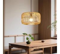 CSSYKV Lampadario Decorativo in Stile Moderno con Luci in Vimini E Infissi Lampada A Sospensione Ovale Beige Lanterna in bambù Naturale Intrecciata A Mano Lampada A Sospensione A 1 Luce per Sala