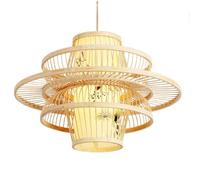 CSSYKV Lampadario In Stile Giapponese Con Paralume Multistrato Effetto Pergamena, In Vimini Bambù, Moderno Stile Zen, A Sospensione, Confezione 1, Per Soggiorno, Illuminazione Pastorale In Bambù
