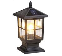 CSSYKV Lampioni Solari per Esterni, Lampadario in Vetro Impermeabile IP54 Illuminazione Paesaggistica A LED Lampada da Cortile Vintage in Alluminio A 1 Testa Lampada da Palo Nera
