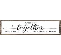 CSWLJS Targa rustica in metallo e latta con scritta "And So Together They Built A Life They Loved", decorazione da parete, bianca, vintage, per casa, dispensa, sala da pranzo, caffetteria, 10,2 x 40,6