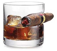 CSXMONEY 1 bicchiere con porta sigari, bicchiere da whisky alla moda, per gli amanti dei sigari e delle sigarette