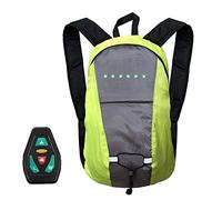 CSXMONEY Zaino da bicicletta, con indicatore LED di sicurezza, telecomando senza fili, ricaricabile tramite USB, direzioni regolabili, per la sicurezza notturna in bicicletta, Giallo, L