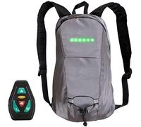 CSXMONEY Zaino da bicicletta, con indicatore LED di sicurezza, telecomando senza fili, ricaricabile tramite USB, direzioni regolabili, per la sicurezza notturna in bicicletta, Grigio, L