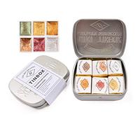 CSY art gallery Set di acquerelli artigianali: 6 pastiglie mezze di colori dorati metallici, con glitter, brillantezza solida e perlato, per artisti, studenti e appassionati.