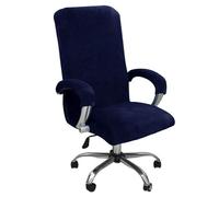 CSYBYW Coprisedia da Ufficio in Velluto con copribraccioli,coprisedia Elasticizzato Universale for scrivania,coprisedia for Computer(Navy Blue,Large)