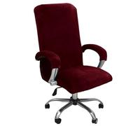 CSYBYW Coprisedia da Ufficio in Velluto con copribraccioli,coprisedia Elasticizzato Universale for scrivania,coprisedia for Computer(Wine Red,Large)