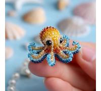 CSYBYW Kit for Ricamo con Perline a Forma di Polpo,Set for Ricamo Tridimensionale con Animali dell'Oceano,Kit Fai da Te for Principianti con Istruzioni Passo Passo a Colori.(Octopus A)