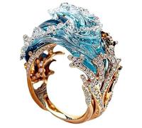 CSYBYW Set di gioielli del giuramento dell'oceano,collana/anello/orecchini regolabili con onda dell'oceano,confezioni di gioielli a tema marino estivo,regalo di gioielli ispiratori