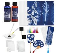 Csyidio Il kit cianotipo da 27 pezzi include 2 set di sensibilizzatori componenti, 2 ventagli di carta, 10 segnalibri e strumenti per cianotipo, progetti fai da te e artigianato