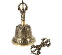 CSYQPDMBDL Campana Tibetana Buddista E Set Dorje, Speciali Campane tibetane in Fusione di Metallo realizzate in India for la Meditazione, i rituali, Le Preghiere e Come Strumenti buddisti