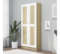 CSYQPDMBDL Libreria, Scaffale, Libreria con ripiani in piedi bianca e rovere Sonoma 82,5x30,5x185,5 cm in truciolare