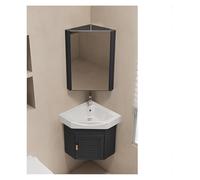 CSYQPDMBDL Mobile Angolare Lavandino Bagno, Mobiletto angolare for bagno piccolo con lavabo sospeso, mobiletto for bagno, for piccoli spazi con armadietto a specchio(Black,38cm/14.96in)