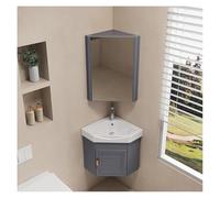 CSYQPDMBDL Mobile Angolare Lavandino Bagno, Mobiletto angolare for bagno piccolo con lavabo sospeso, mobiletto for bagno, for piccoli spazi con armadietto a specchio(Dark Gray,38cm/14.96in)