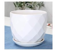 CSYQPDMBDL Vasi per Piante in Ceramica, Vaso da Fiori in Ceramica con Vassoio, for Soggiorno, Balcone, Interno ed Esterno(White,Large)