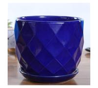 CSYQPDMBDL Vasi per Piante in Ceramica, Vaso da Fiori Moderno in Ceramica con Vassoio, for Soggiorno, Balcone, Interno ed Esterno.(Dark Blue,Large)