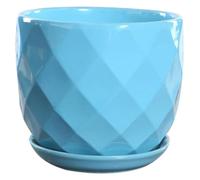 CSYQPDMBDL Vasi per Piante in Ceramica, Vaso da Fiori Moderno in Ceramica con Vassoio, for Soggiorno, Balcone, Interno ed Esterno.(Blue,Large)