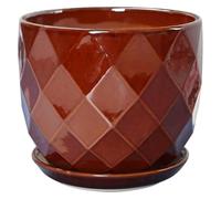 CSYQPDMBDL Vasi per Piante in Ceramica, Vaso da Fiori Moderno in Ceramica con Vassoio, for Soggiorno, Balcone, Interno ed Esterno.(Brown,Large)