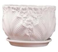 CSYQPDMBDL Vasi per Piante in Ceramica, Vaso da Fiori Moderno Rotondo da Balcone, in Ceramica, con sottovaso, for Interni ed Esterni(Style 2)