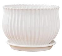 CSYQPDMBDL Vasi per Piante in Ceramica, Vaso da Fiori Moderno Rotondo da Balcone, in Ceramica, con sottovaso, for Interni ed Esterni(Style 1)