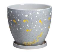 CSYQPDMBDL Vasi per Piante in Ceramica, Vaso for Piante in Ceramica Smaltata, Contenitore for Fiori, in Ceramica Resistente con Vassoio(Grey,Small)