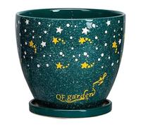 CSYQPDMBDL Vasi per Piante in Ceramica, Vaso for Piante in Ceramica Smaltata, Contenitore for Fiori, in Ceramica Resistente con Vassoio(Green,Small)