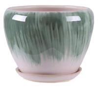CSYQPDMBDL Vaso da Fiori in Ceramica, Vaso Semplice con Vassoio, for Soggiorno, Balcone, Interno, Decorazione da Tavolo for la casa.(Green,18cm)